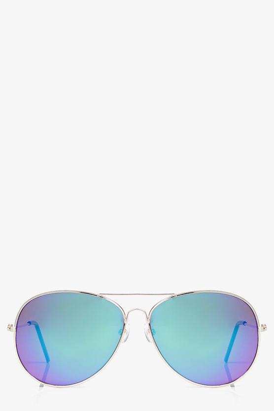 Ellie Gold Frame Revo Lens Aviator Sunglasses